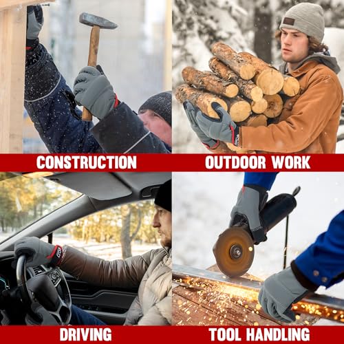 Image of HANDLANDY Winter Work Gloves for Men & Women, Utility Mechanic Working Gloves Touch Screen, Flexible Breathable Gardening Gloves for Yard Maintenance (Large, 1 Pair)
