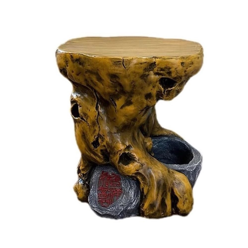 birene Vase Stand Indoor Qutdoor Imitation Wood Display Base, Resinous Plant Stand Decorative