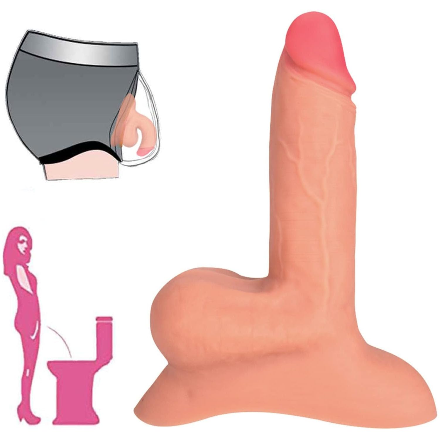 Stehendes Urinal Weiche Silikon Realistischer Dildo, Frauen Cross Dressing Penis, Analdildo Analplug Butt Plug G-Spot Stimulator Sexspielzeug für für Crossdressing Transgender Shemale