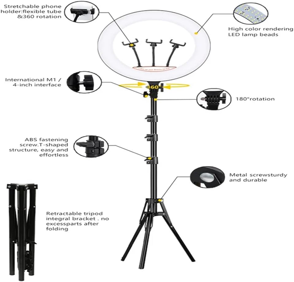 Photographic Camera Multi Color Selfie Tripod Ringlight Kit Dimmerble 56cm 22 inch Led RGB Circle Ring Light for Live Broadcast (22" Ring Light)