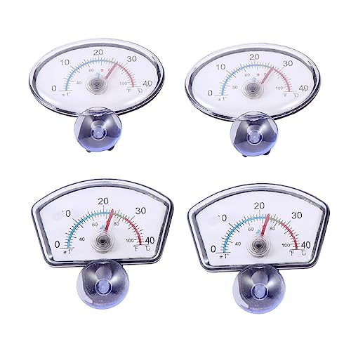 IWOWHERO 4Pcs Dial Thermometer for Fish Tank and Aquarium Accurate Water Thermometer Fan Shaped Design for Reliable Measurement Aquatic Environments