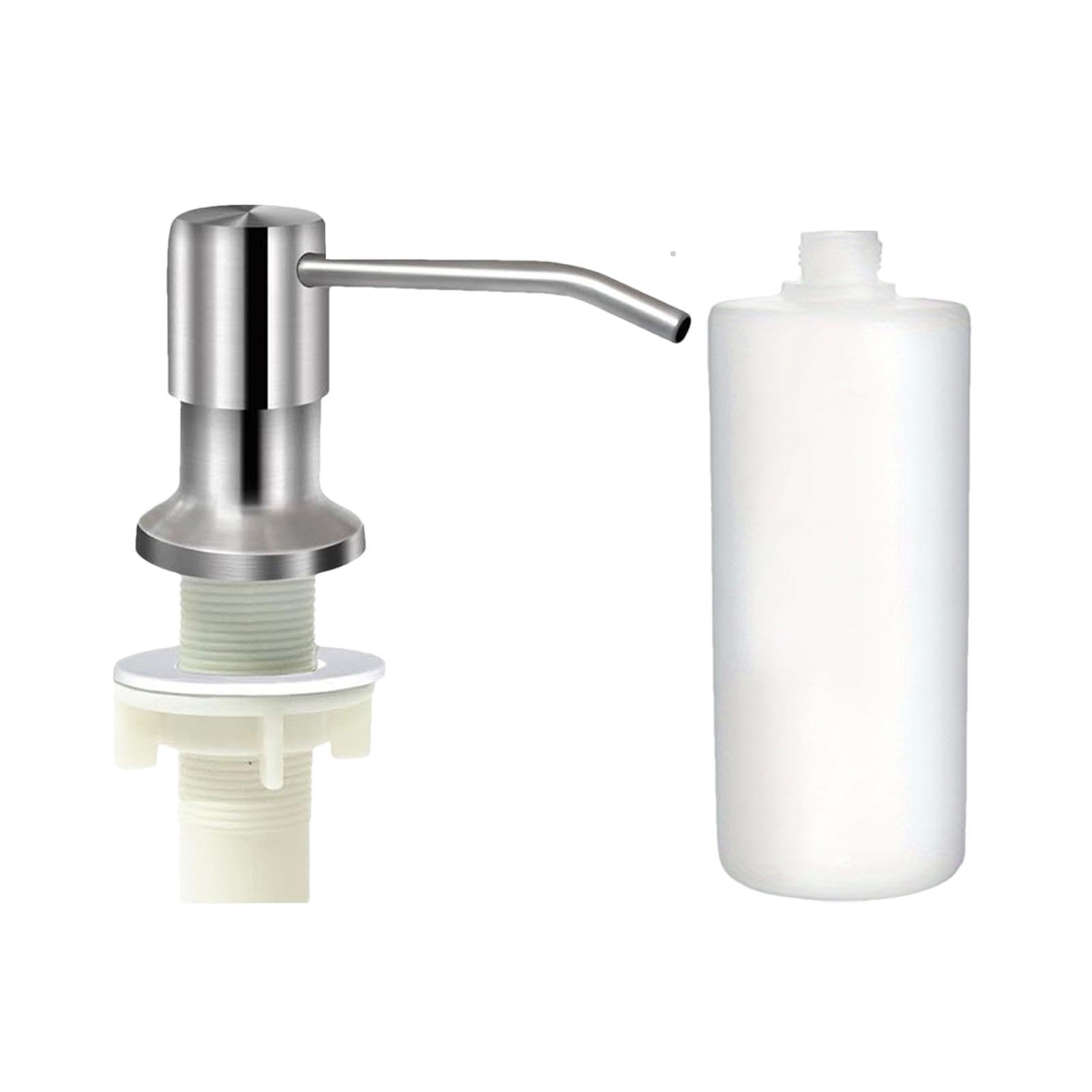 Dispensador de jabón para fregadero de cocina, dispensador de jabón de acero inoxidable, dispensador de jabón líquido, botella de jabón de 350 ml/500 ml, rotación de 360 grados, herramientas de