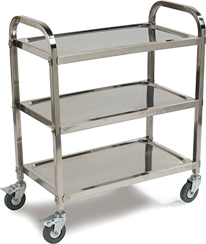 Carlisle UC4031529 3 Shelf Knockdown Stainless Steel Utility / Service Cart, 400 Pound Capacity, Medium