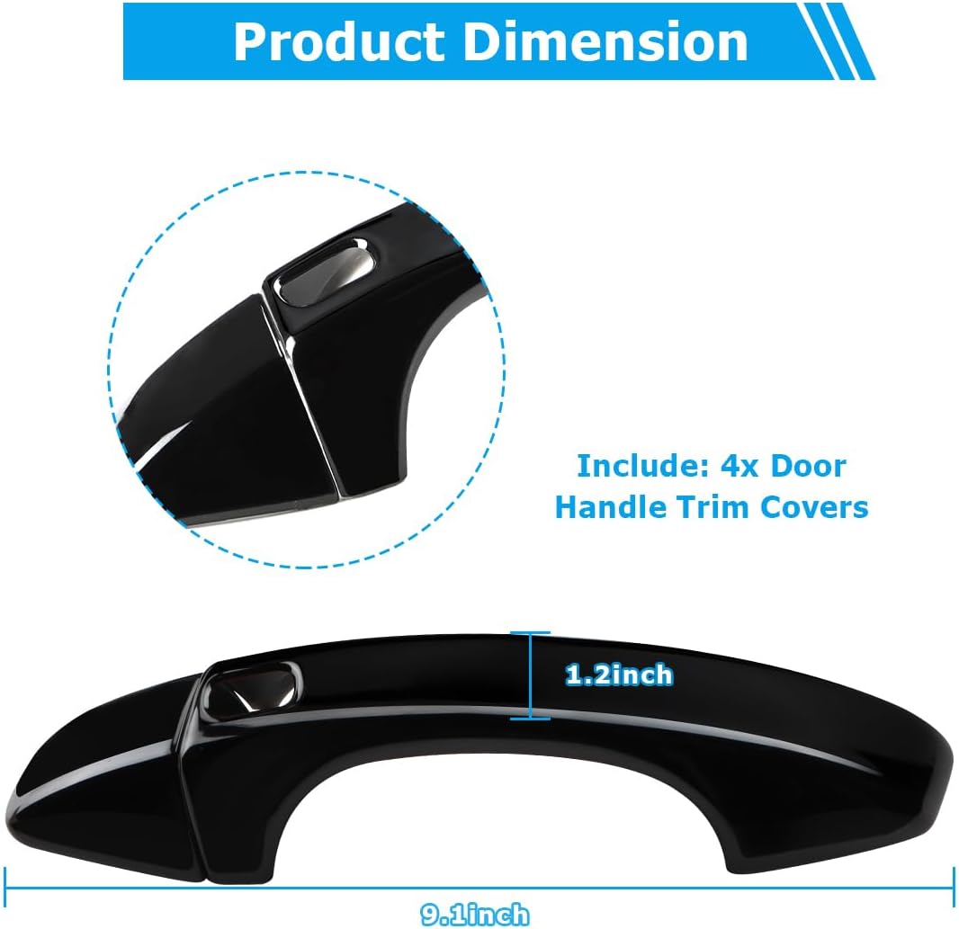 Exterior Door Handle Cover Compatible for 2018 2019 2020 2021 2022 2023 VW Atlas Accessories for Volkswagen Atlas Door Handle Protectors Trim with 4 Holes for Auto Lock Sensors