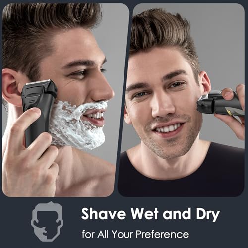 Electric-Razor-for-Men-Face-Electric-Shavers-for-Men-Cordless-Rechargeable-Waterproof-Foil-Shaver-with-Pop-up-Trimmer-LED-Display-and-Travel-Lock-for-Beard-Trimming-Black