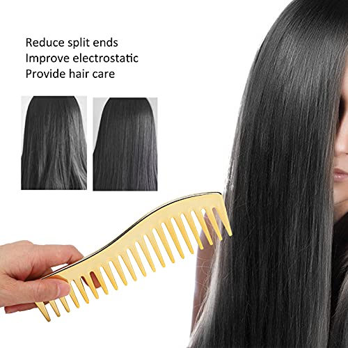 YUYTE Wide Tooth Combs, Gold, Plastic, Salon Shampoo Comb, No Handle, Detangling, Unisex, All Ages - Image 2