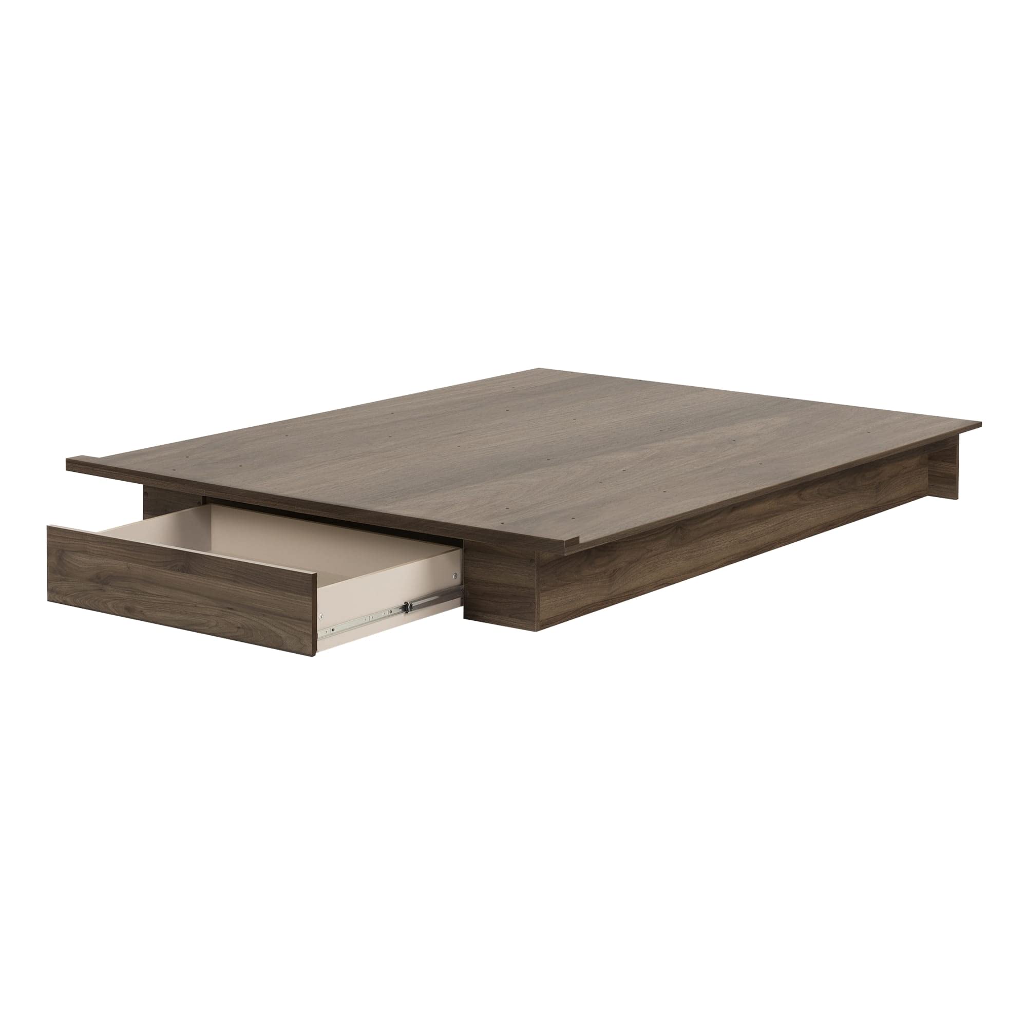 South Shore Holland Platform Bed (54/60''), Full/Queen, Natural Walnut