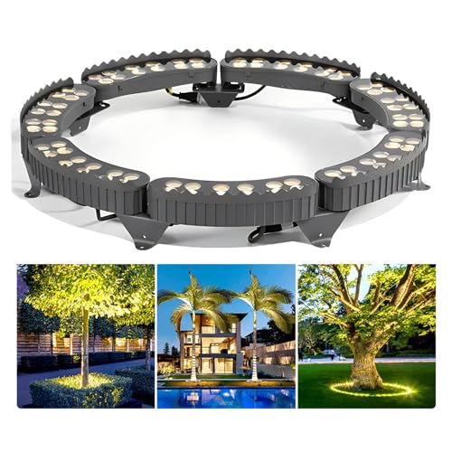 ZYGPH Focos de Exterior para paisajismo, luz LED pequeña con Forma de Anillo para árbol, focos de jardín para Patios, entradas de vehículos, Parques y césped.