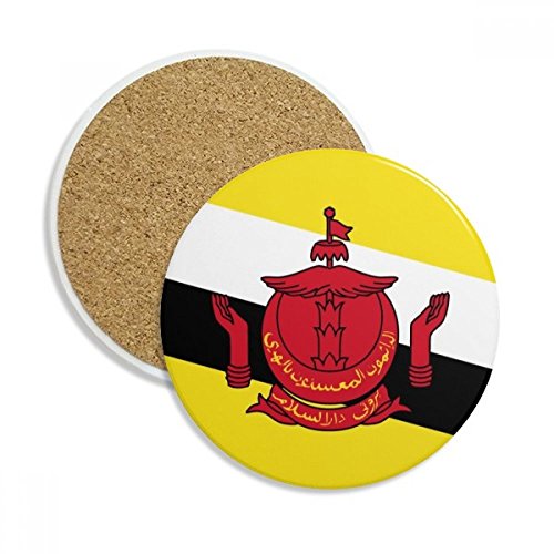DIYthinker Drapeau National Brunei Asie Pays Pierre Boisson Céramique sous-Verres pour la Tasse Coupe 2pcs Cadeaux Multicolor