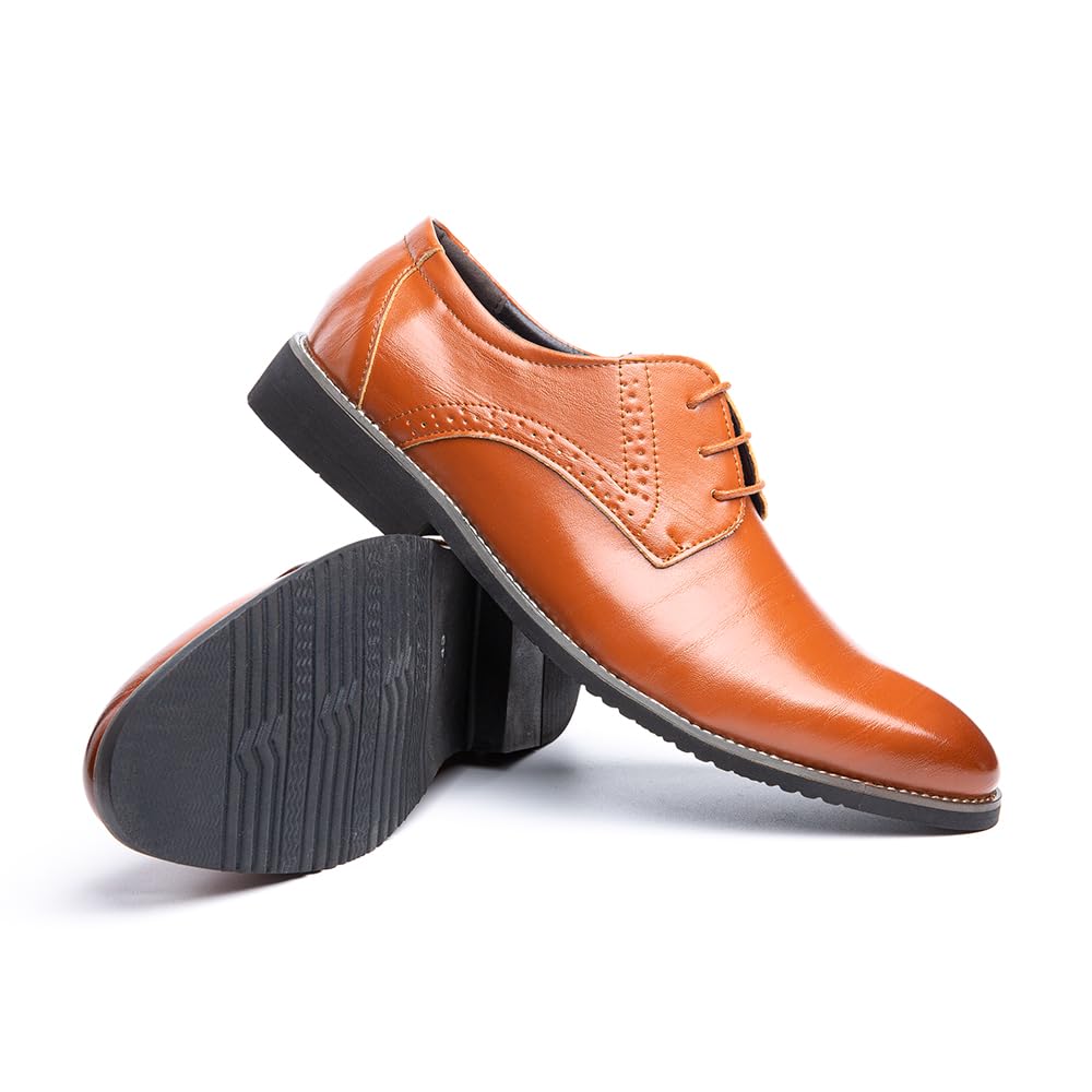 Hitmars Scarpe Stringate Uomo Derby Scarpe Oxford Pelle Verniciata Elegante Scarpe Basse Business Formale Classico Nero Blu Marrone Khaki EU37-EU48