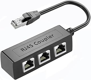 RJ45 Ethernet Splitter 1 to 3 Network Adapter, RJ45 1 Male to 3 Female LAN Ethernet Adapter Cable, Suitable Super Cat5, Cat5e, Cat6, Cat 7, Cmpatible with ADSL, TVs, Set-top Boxes, Routers, Computers