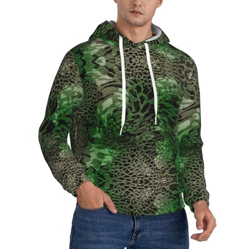 Pull à capuche en polaire vert avec motif serpent pour homme branché