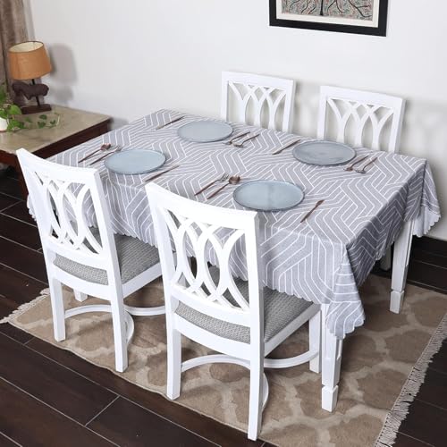 Image of Styleys Dining Table Cover Waterproof with for Kitchen Dining Table Cloth Dust and Oil Repellent (140x220, 1 Table Cover Only, Complex Grey, CTSD3113)