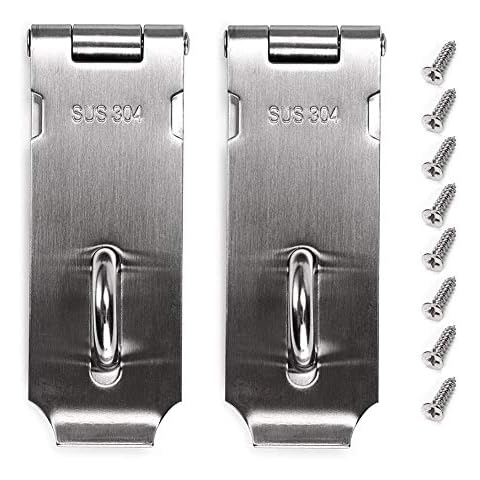 Padlock Hasp Staple【2 Pack】EAHOME Heavy Duty Safety Door Clasp Gate Lock Latch,Stainless Steel Brushed Finish Padlock Clasp Shed Door Bolt Latch (5 Inch) Cover