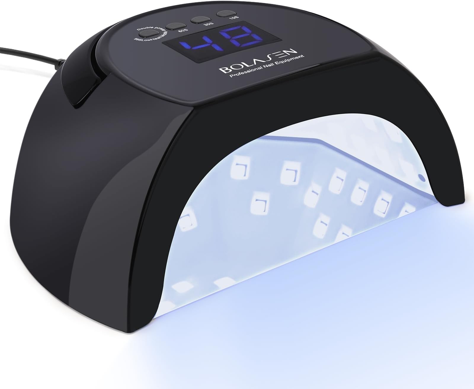 BOLASEN UV Nail Lamp for Gel Nail Polish, 80W UV Light for Nails, Professional Led Nail Dryer with Metal Base, 42 LED Beads, 4 Timers, Auto Sensor - Ideal Gift for Women Girls, i2 Plus (Plug-in Black)