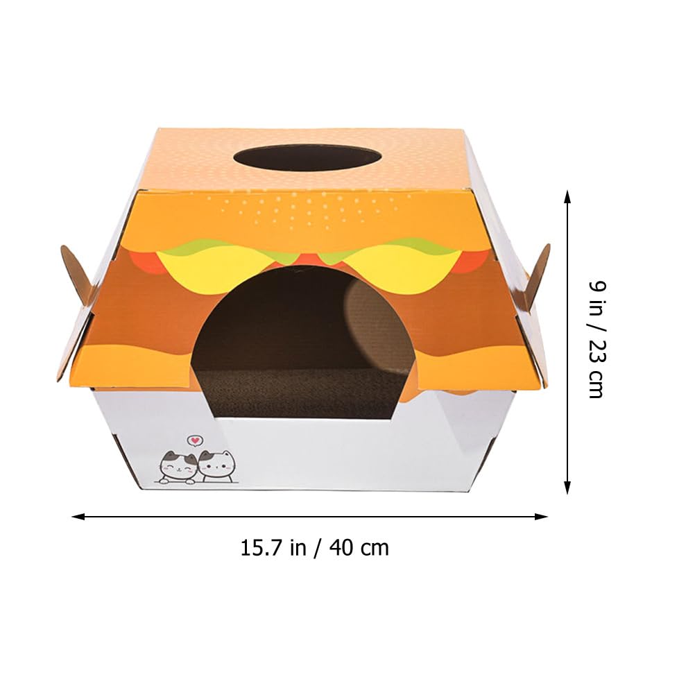 Ipetboom Hamburger Cat Nest Dog Tent Cat Houses for Indoor Cats Puppy Bed Cat Beds Cat Scratcher Cat Houses for Outdoor Cats Cat Cave Cardboard Cat Note Multifunction Corrugated Paper