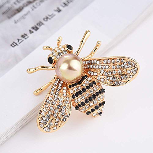 Honey Bee Brooches Crystal Insect Themed Bee Brooch Animal Fashion Shell Pearl Brooch Pin Gold Tone2