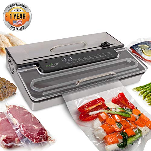 NutriChef PKVS50STS Commercial Grade Vacuum Sealer Machine-400W Automatic Double Piston Pump Air Machine