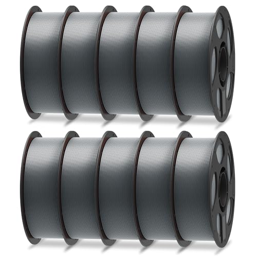 Image of ANYCUBIC PLA Plus (PLA+), 3D Printer Filament 1.75mm Bundle, High Toughness, Dimensional Accuracy + /- 0.02mm, Print with Most FDM 3D Printers, 10 Pack 1KG Reusable Spool Texture Grey