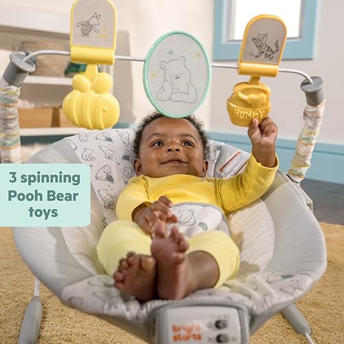 Image of Bright Starts Disney Baby Winnie The Pooh Classic Pals Vibrating Baby Bouncer Seat with Melodies & Toys, Unisex, 0-6 Months