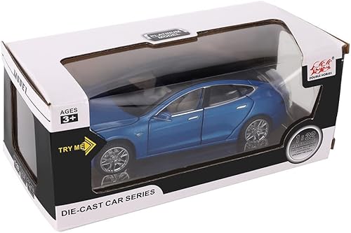Miniatura 7 de Model S - Coche de juguete fundido a presión de aleación a presión a escala 1:32 a partir de 3 años, auto de juguete con luz y sonido, azul