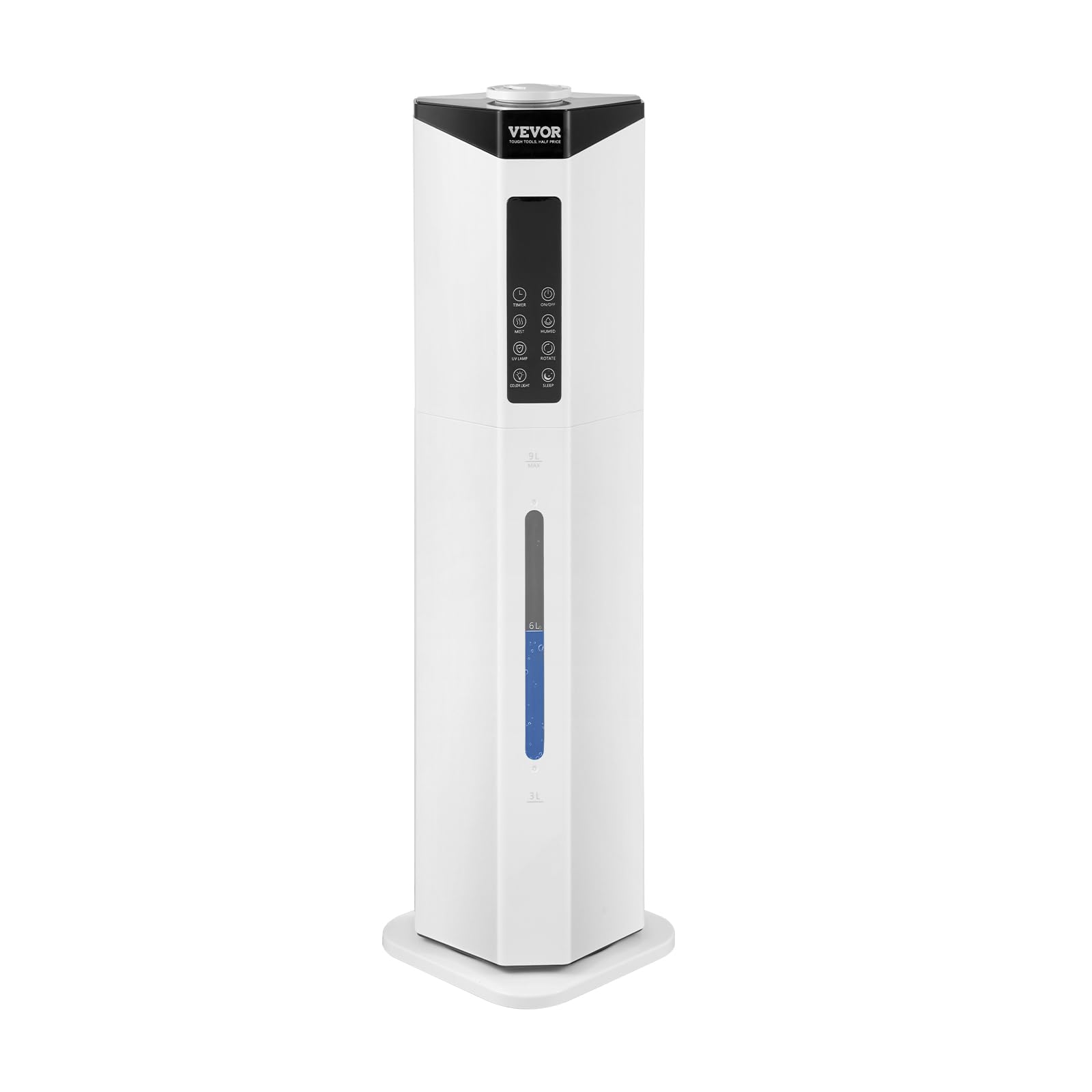 VEVOR Humidificateur Commercial Industriel 40 m², 300 mL/h, Réservoir Eau 9 L, Brume Fraiche, Recharge par le Haut, avec Pulvérisation Rotative Automatique, pour Toute la Maison, Serre, Plante, Bureau