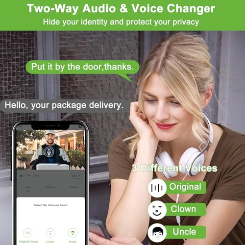 Wireless Video Doorbell Camera with Chime, 1080P Smart WiFi Door Bells Camera, Voice Changer, PIR Motion Detection, 2-Way Audio, Night Vision,Battery Powered, IP66, Works with Alexa & Google Home - Image 3