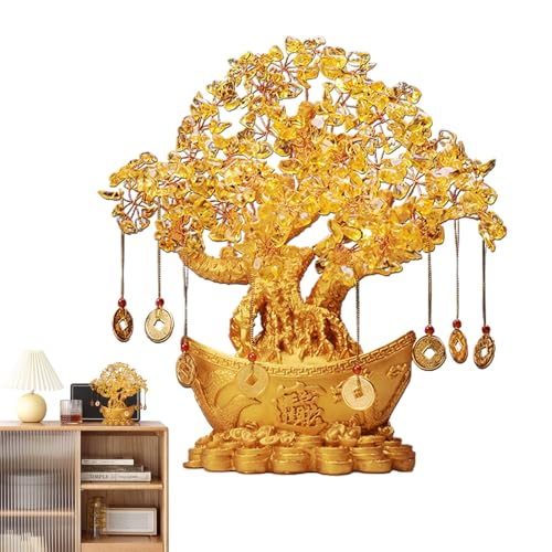 Arbre d'argent Good Luck pour la Richesse – Arbre de Pierres précieuses Citrine, Arbre d'argent Citrine, bo nsaï en de Citrine | Citrine bo nsaï, pièce de Monnaie Chinoise Brillante, décoration