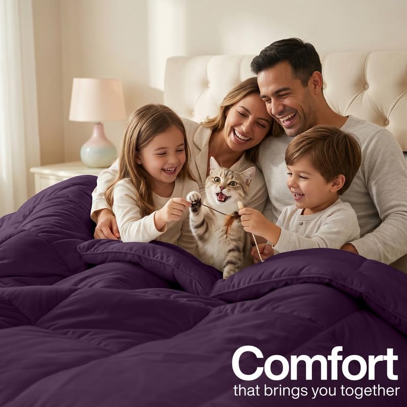 Image of Utopia Bedding Duvet Insert, Comforters Queen Size 88 x 88 Inches, Plum