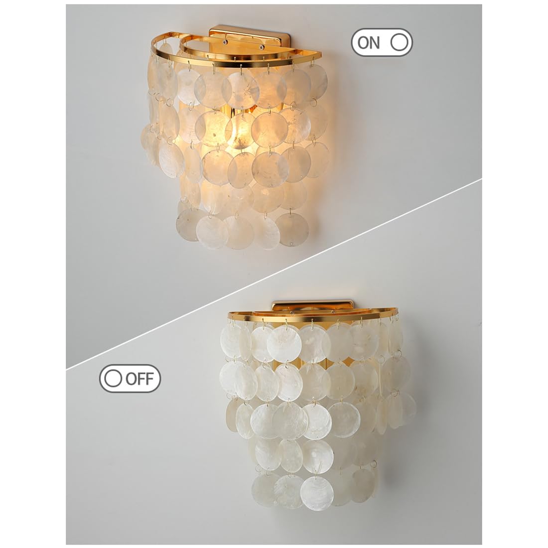 Lampe Murale Modernes En Coquillage Naturel En Gradins (Or)