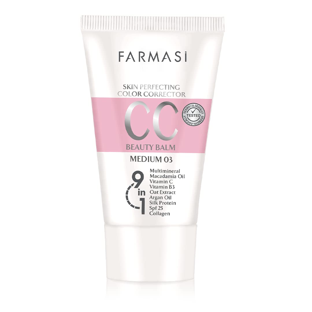 FARMASi CC Color Control Cream, Natural and Flawless Finish, Enriched Formula with Multimineral & Spf 25+, All-Day Hold, All Skin Types, 1.7 fl. oz, Medium FARMASi CC Color Control Cream, Natural and Flawless Finish, Enriched Formula with Multimineral & Spf 25+, All-Day Hold, All Skin Types, 1.7 fl. oz, Medium