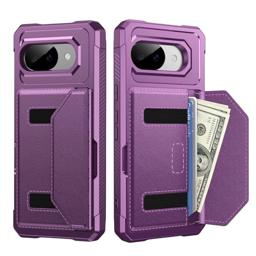 Coque silicone Google Pixel 8A violette avec protection magnétique et dos en cuir robuste
