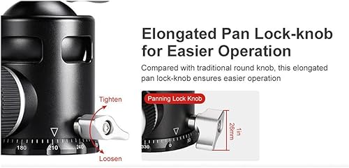 Miniatura 5 de SUNWAYFOTO Epic EB-44 - Cabezal de bola de trípode de 1.732 in y placa QR compatible con Arca Sunway