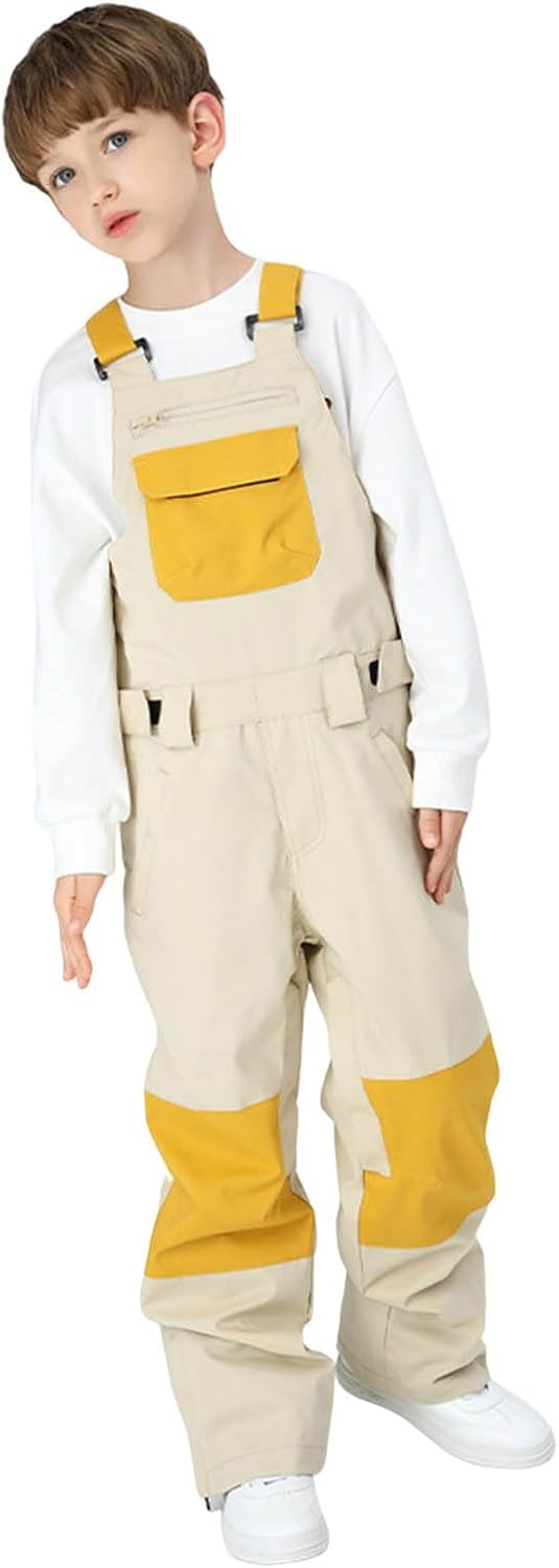 Kids Snowboard Bib Thick Thermal Winter Warm Bib Overalls for Girls and Boys with Adjustable Waistband Overalls