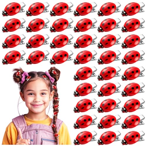 42Pcs Sprouts Rave Red Mini Ladybug Hair Clips Festival Hairpin Accessories for Women Party Supplies