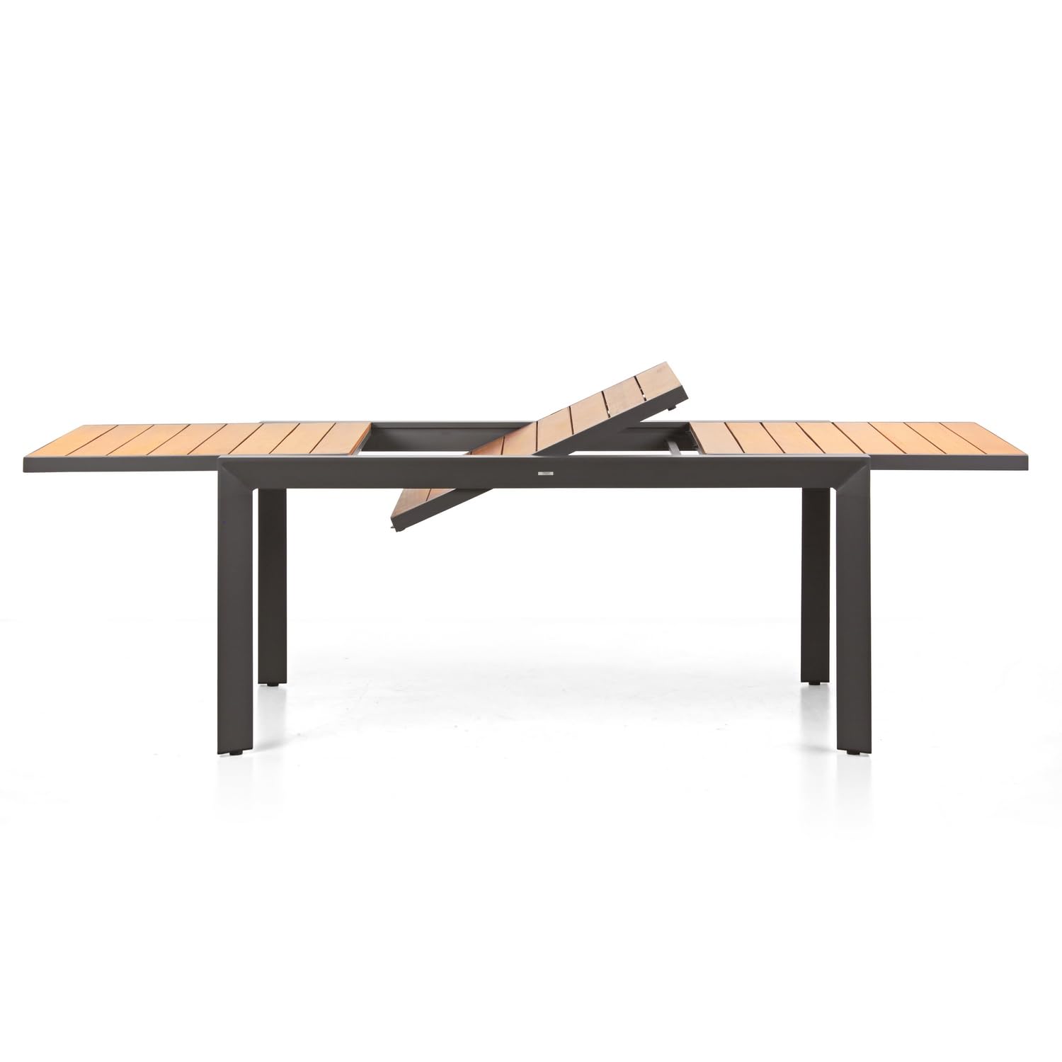 Brigros Estosa - Tavolo da Giardino Allungabile Olbia in Alluminio con Top in Legno di Eucalipto per Arredo Esterno, Grigio, 160/240x100x75 cm