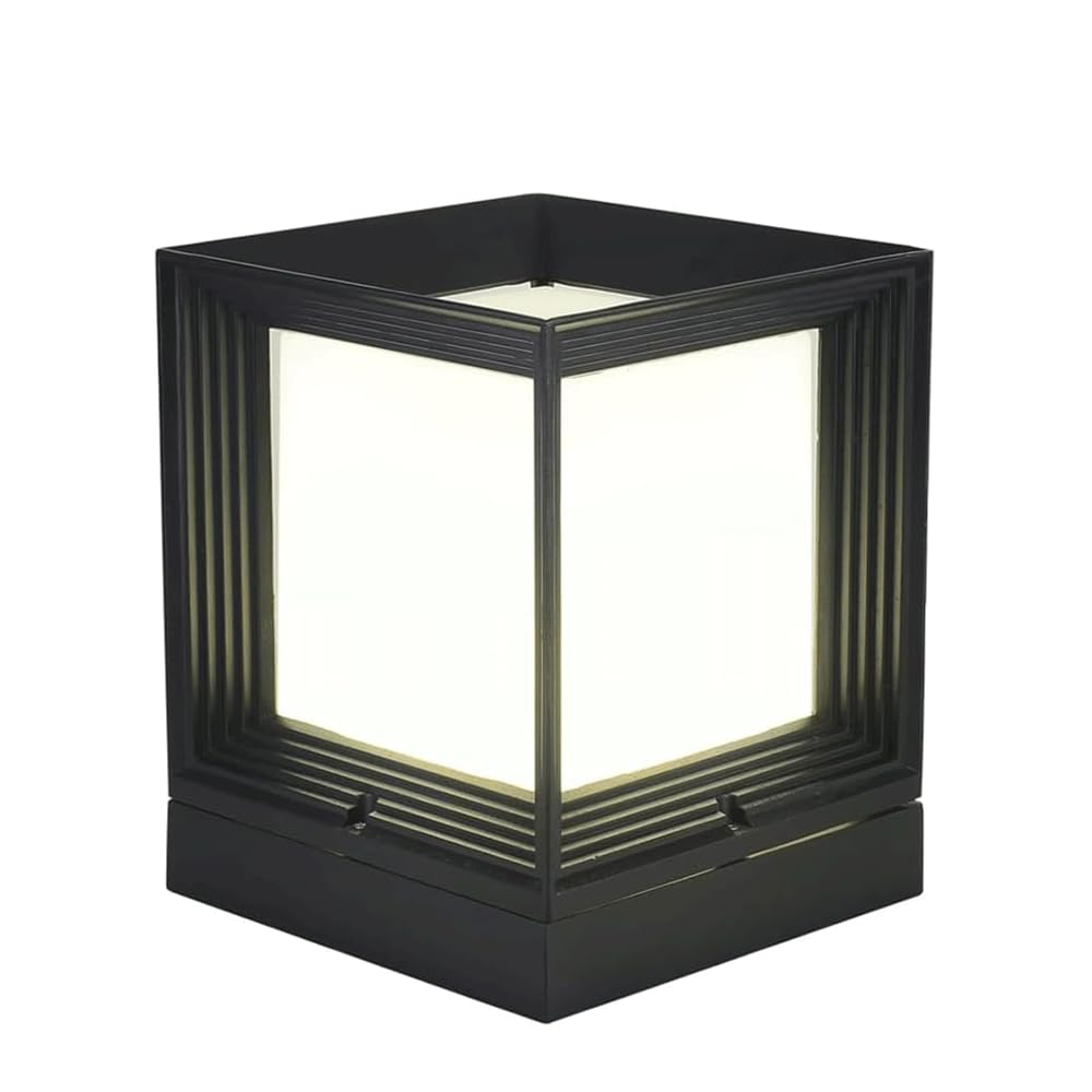 HZWJIA Outdoor Pillar Lamp 8.66 Inch Modern Hardwired Patio Pool Landscape Pillar Head Lamp Outdoor IP54 Rated Waterproof Bollard Lamp With Acrylic Lampshade Suitable For Villa Fence Park Fence Pillar