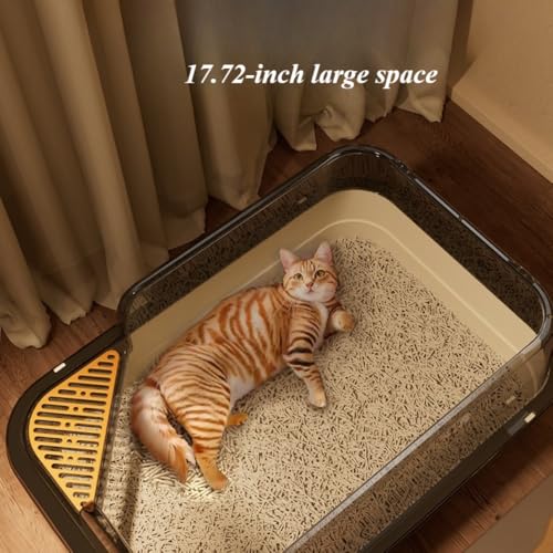 Arenero semi-cerrado anti-salpicaduras para gatos gris miniatura 5