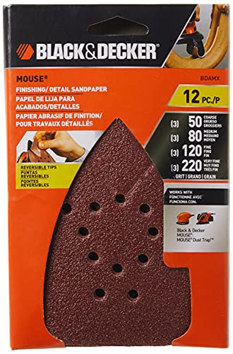Black+Decker Sandpaper Assortment For Mouse Sander, 12-Pack (Bdamx) #TOP1