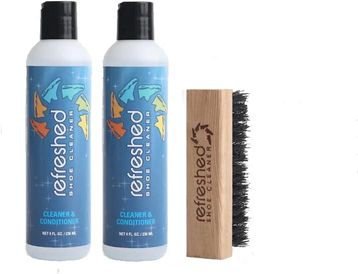 & Conditioner | 2x Cleaning Solution, 1x Brush - Easily Clean Suede, Leather, Nubuck, Canvas and Mesh Shoes - White Sneakers | Shoe Cleaning Kit