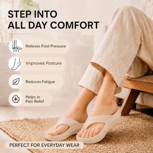 Image of ORTHO JOY Orthopedic Slippers for Women | Soft Cushioned EVA Flip Flops with Arch & Heel Support | Lightweight Anti-Slip Platform Thong Slides for Daily Wear, Indoor & Outdoor