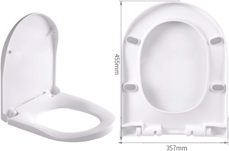 Elongated Wooden Toilet Seat, Heavy Duty Molded Wood with Technology, White Cover Universal Thickened