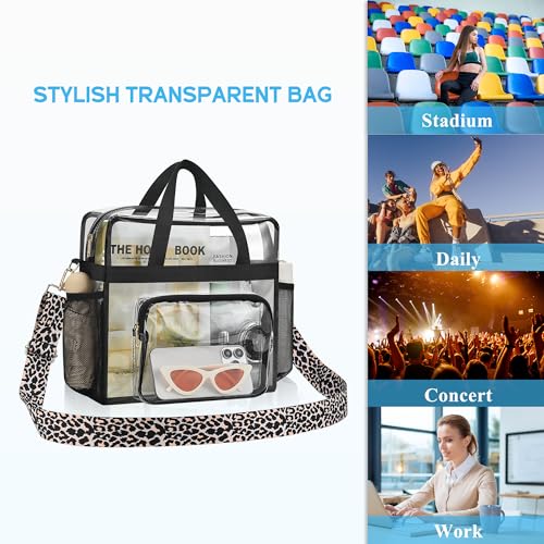 Bagenius Clear Bag Stadium Approved, 12x6x12 Clear bag for Stadium Events, Women's Top-Handle Bags for Concert Festival Work 7