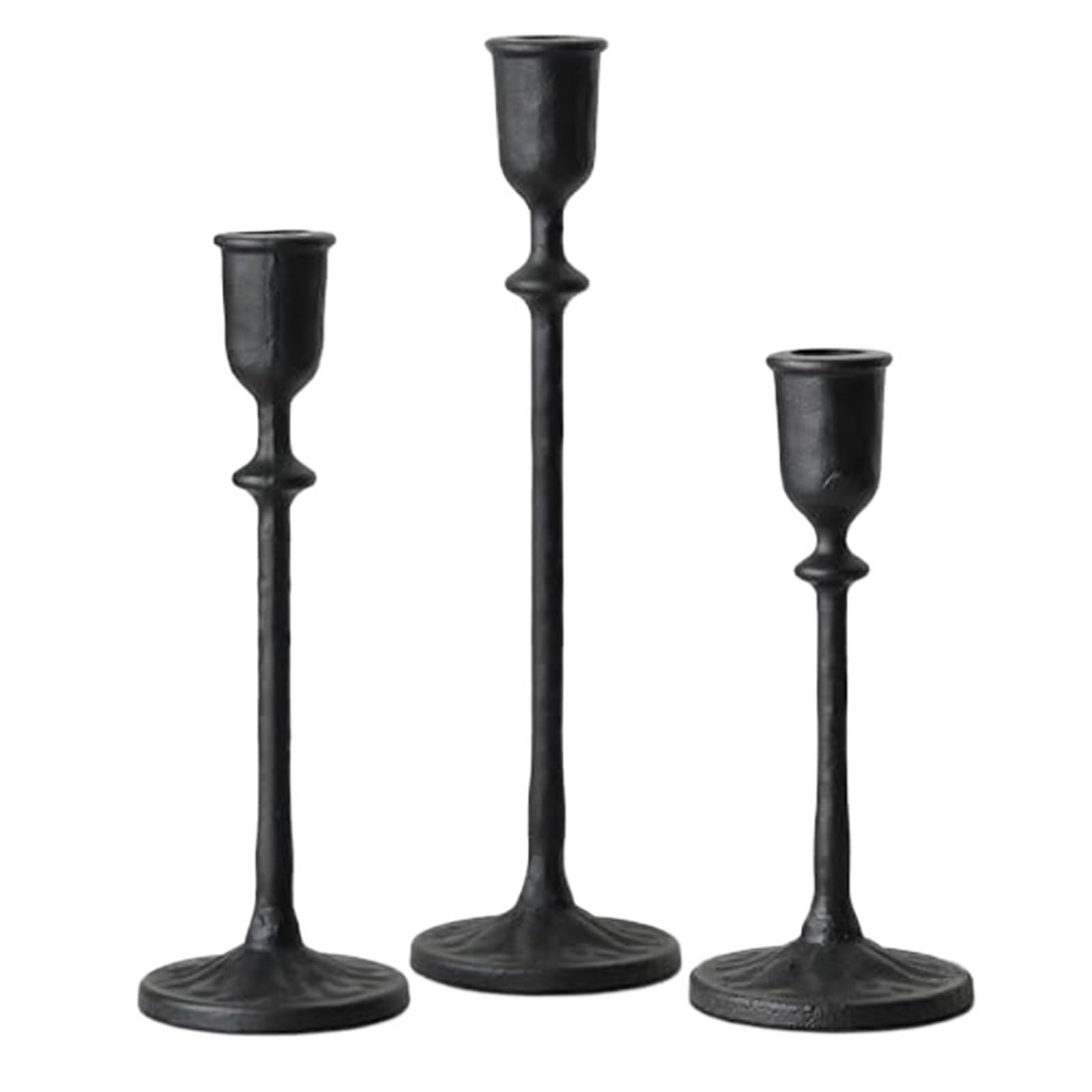 1Set Candlestick Holders Set Of 3, Taper Candle Holder For Dining Table Centerpiece, Wedding, Fireplace Mantel Dec For Desktop Decoration(Black)