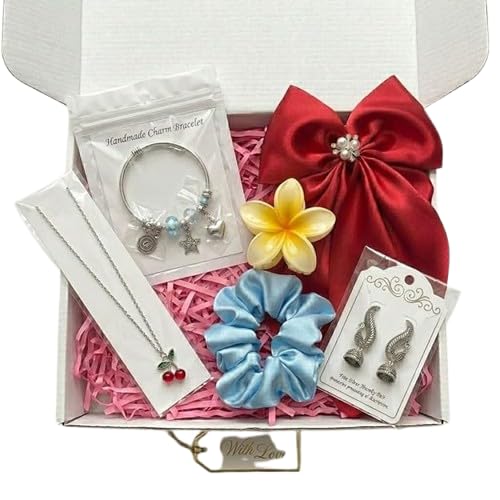 Miss Minakshi's Women's Gift Hamper for Girls & Women | Necklace, Charm Bracelet, Jhumka Earrings, Satin Scrunchie, Hair Bow & Decorative Flower | Birthday Gift Box, Friendship Gift, Rakhi Gift, Return Gift-image-23