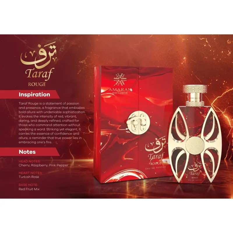 maran Taraf Rouge Eau de Parfum – Unisex Arabian Perfume 3.4 oz – Bold Cherry & Raspberry Scent with Turkish Rose and Red Fruit Mix – Long-Lasting Luxury Fragrance Made in Dubai image 5