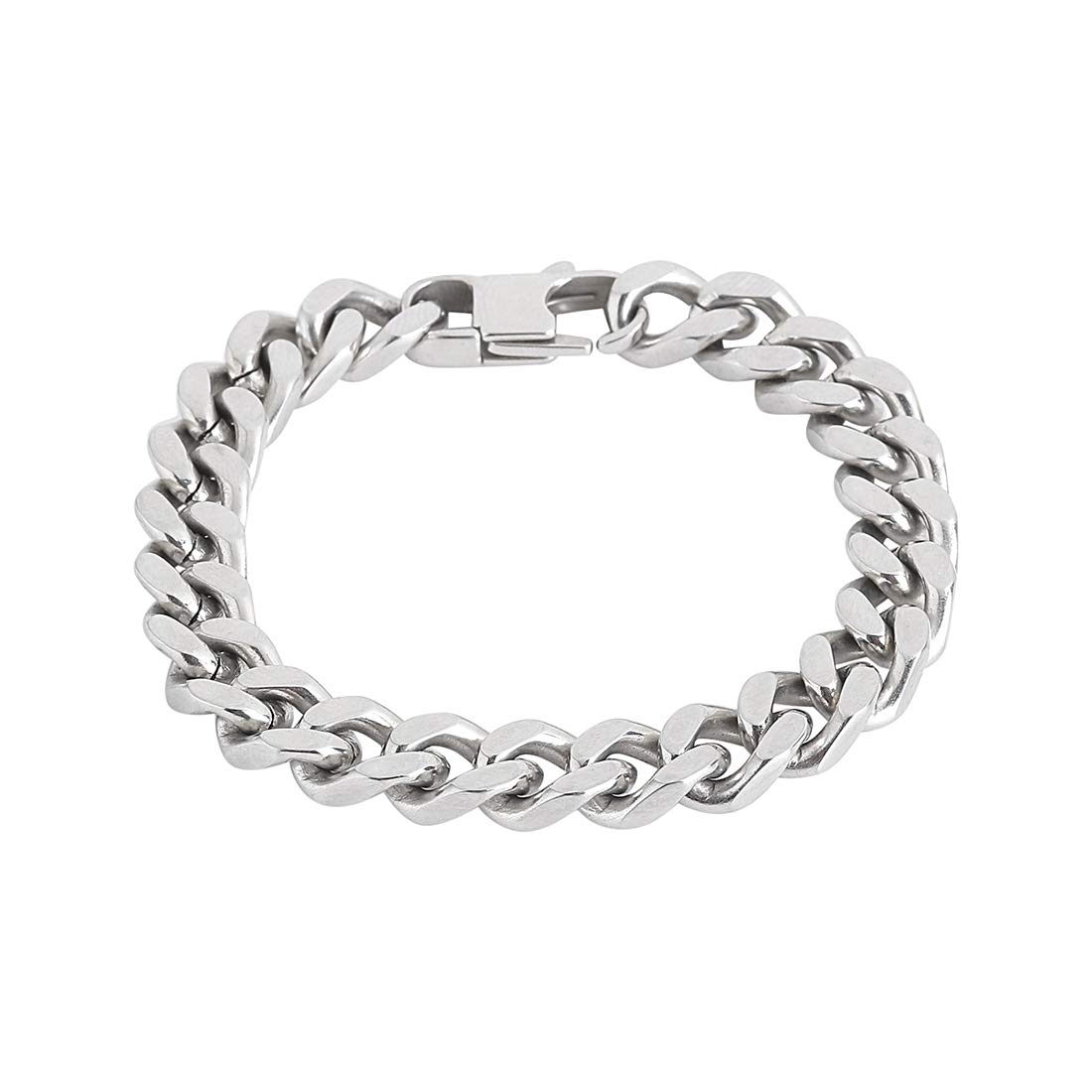 Aaishwarya Silver Stainless Steel Thick Chain Bracelet for men and boys (100% Stainless steel Thick 10mm...