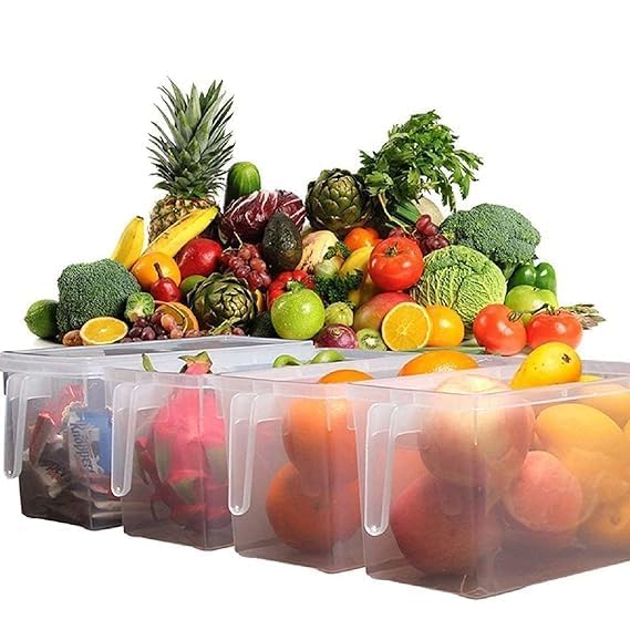 Image of LEMBOSE Fridge Storage Boxes, Fridge Organizer For Kitchen Plastic Containers For Kitchen Storage Food Storage Containers with Handle with Lid (5 Liter) (Pack Of 1)
