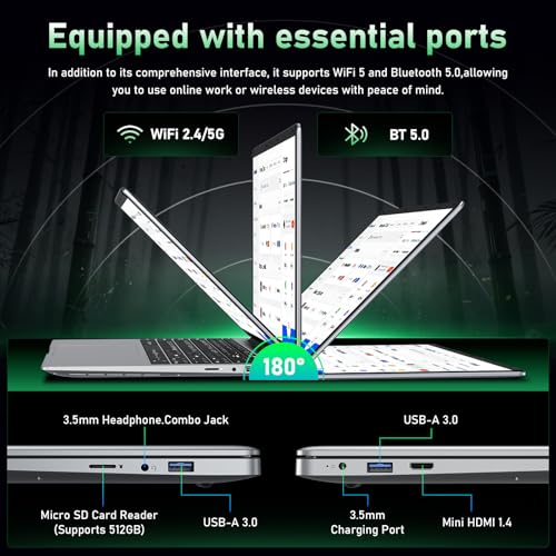Image of Laptop Computer 15.6 inch Win11 Pro Laptops 4425Y Processor, 8GB RAM 256GB SSD,Ms Office 365,100% sRGB Screen, Notebook,Dual Band WiFi5 BT5.0,USB-A,HDMI,FHD 1920 * 1080 Display (Black)