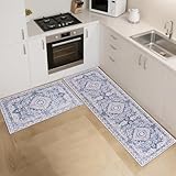 Photo Gallery mightree set di 2 tappeti da cucina ultra morbidi, antiscivolo, lavabili, impermeabili, bohémien, per cucina, lavanderia, ufficio (45 x 74,9 cm + 45 x 119,4 cm), blu Photo Gallery mightree set di 2 tappeti da cucina ultra morbidi, antiscivolo, lavabili, impermeabili, bohémien, per cucina, lavanderia, ufficio (45 x 74,9 cm + 45 x 119,4 cm), blu